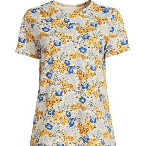 image:imageLands End Womens Supima Crew Neck TShirtSoft CitrusBlue Flower Patch