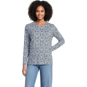 image:imageLands End Womens Supima Long Sleeve Crew TeeNavyClear Blue Ditsy Floral