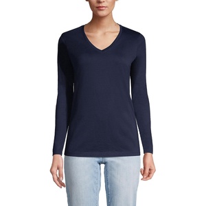 image:imageLands End Womens Supima Long Sleeve VNeck TeeRadiant Navy