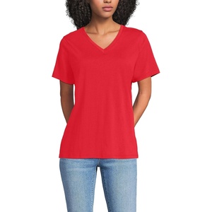 image:imageLands End Womens Supima VNeck TShirtCompass Red