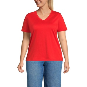 image:imageLands End Womens Supima VNeck TShirtCoral Red