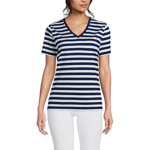 image:imageLands End Womens Supima VNeck TShirtDeep SeaBlue Multi Stripe