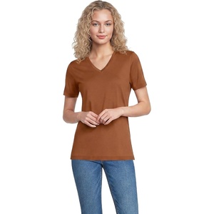 image:imageLands End Womens Supima VNeck TShirtRich Ginger Brown