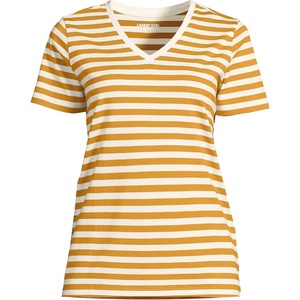 image:imageLands End Womens Supima VNeck TShirtVintage Amber Even Stripe