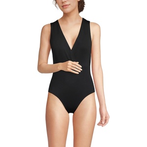 image:imageLands End Womens Surplice Tie Back One PieceBlack