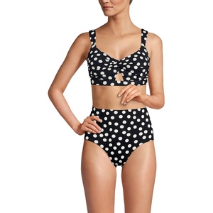 image:imageLands End Womens Twist Front Bikini TopBlackEgret White Tossed Dots