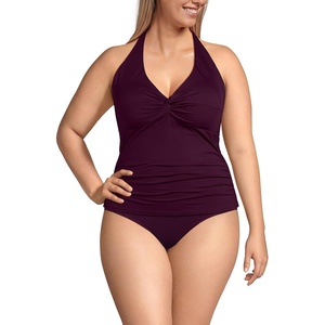 image:imageLands End Womens Twist Halter Tankini TopDark Wine
