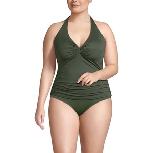 image:imageLands End Womens Twist Halter Tankini TopRich Olive Green