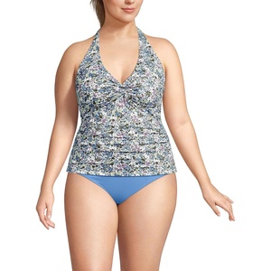 image:imageLands End Womens Twist Halter Tankini TopWhiteLilac Multi Ditsy Floral