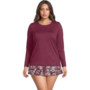 image:imageLands End Womens UPF 50 Rash Guard  Long Sleeve Chlorine Resistant Crew Neck MoistureWicking Beach Paddleboarding Petite and Plus SizesBurgundy Spritz