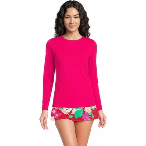 image:imageLands End Womens UPF 50 Rash Guard  Long Sleeve Chlorine Resistant Crew Neck MoistureWicking Beach Paddleboarding Petite and Plus SizesCoral Rubies