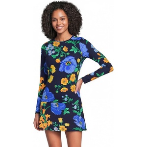 image:imageLands End Womens UPF 50 Rash Guard  Long Sleeve Chlorine Resistant Crew Neck MoistureWicking Beach Paddleboarding Petite and Plus SizesNavyExploded Poppy Floral