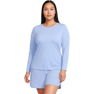 image:imageLands End Womens UPF 50 Rash Guard  Long Sleeve Chlorine Resistant Crew Neck MoistureWicking Beach Paddleboarding Petite and Plus SizesSoft Cloud Blue