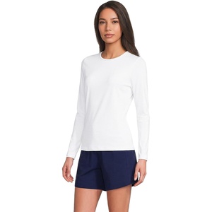 image:imageLands End Womens UPF 50 Rash Guard  Long Sleeve Chlorine Resistant Crew Neck MoistureWicking Beach Paddleboarding Petite and Plus SizesWhite