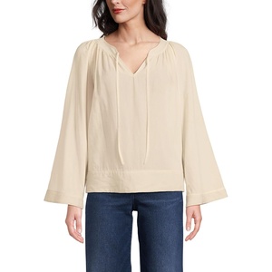 image:imageLands End Womens Voile Tie Neck Poet BlouseDried Bamboo