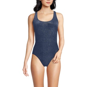 image:imageLands End Womens XBack Tugless SwimsuitDeep Sea Navy Shine
