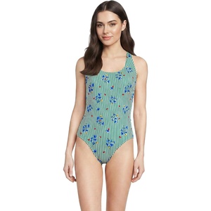 image:imageLands End Womens XBack Tugless SwimsuitFloralVibrant Clover Stripe