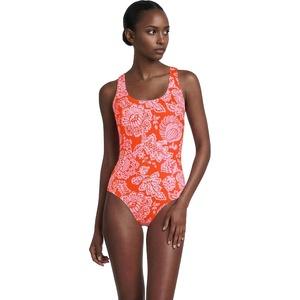 image:imageLands End Womens XBack Tugless SwimsuitRadiant Orange Floral Medley