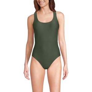 image:imageLands End Womens XBack Tugless SwimsuitRich Olive Green Ottoman