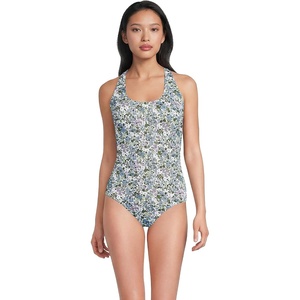 image:imageLands End Womens XBack Tugless SwimsuitWhiteLilac Multi Ditsy Floral