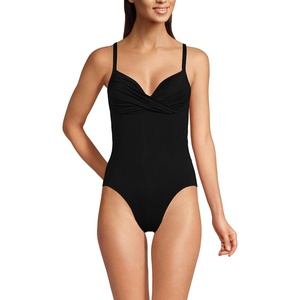 image:imageWomens Chlorine Resistant Sculpting Control Draped One Piece SwimsuitBlack