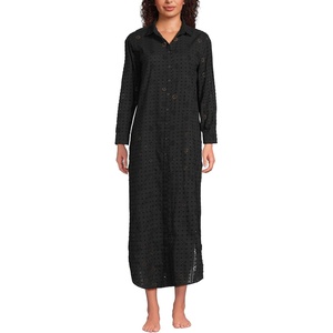 image:imageWomens Eyelet Button Down Maxi Coverup DressBlack