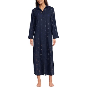 image:imageWomens Eyelet Button Down Maxi Coverup DressDeep Sea Navy