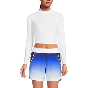 image:imageWomens Long Sleeve Mock Neck Cropped UPF 50 Sun Protection Rash GuardWhite