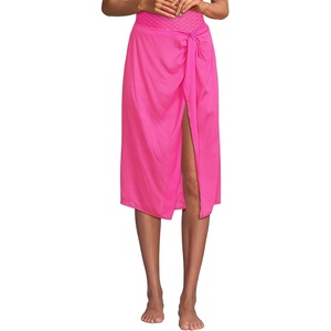 image:imageWomens Sheer Modal Twist Front Knee Length Swim Coverup SkirtPrism Pink
