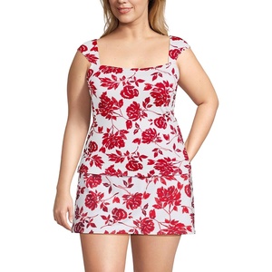 image:imageWomens Square Neck Underwire Square Back Tankini Swimsuit TopRed Graphic Floral