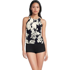 image:imageWomens Tugless High Neck Strappy Back Tankini Swimsuit TopBlackEgret Lilies