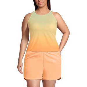 image:imageWomens Tugless High Neck Strappy Back Tankini Swimsuit TopIcy MintOrange Ombre