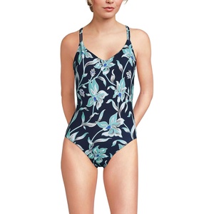 image:imageWomens Tugless QuickDry VNeck MultiWay High Leg One Piece SwimsuitTropic FloralNavy