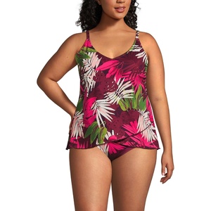 image:imageWomens Tulip Hem Tankini TopDark Wine Multi Tropical Palm