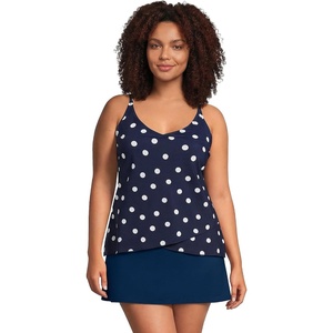 image:imageWomens Tulip Hem Tankini TopDeep Sea Navy Polka Dot