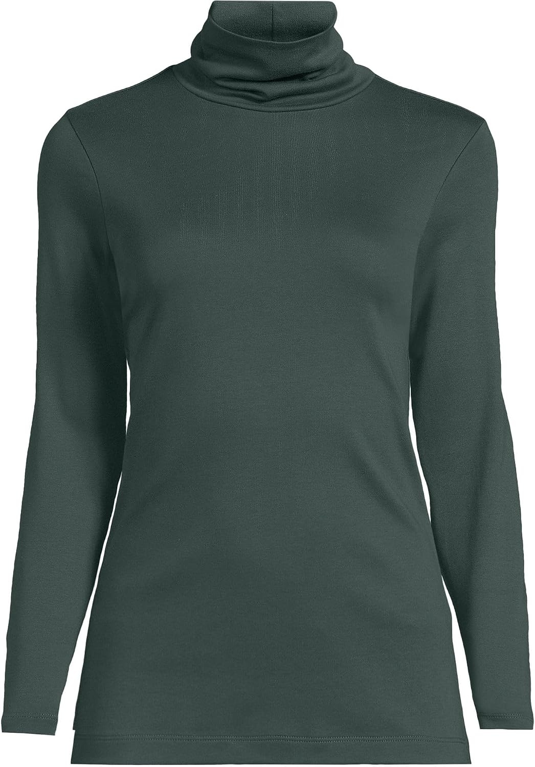 image:imageLands End Womens Supima Cotton Turtleneck  100 Supima Cotton Interlock Knit Fitted Side Vents Tagless Layering Petite and Plus SizesEvening Forest