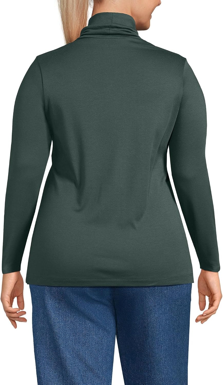 image:imageLands End Womens Supima Cotton Turtleneck  100 Supima Cotton Interlock Knit Fitted Side Vents Tagless Layering Petite and Plus SizesEvening Forest