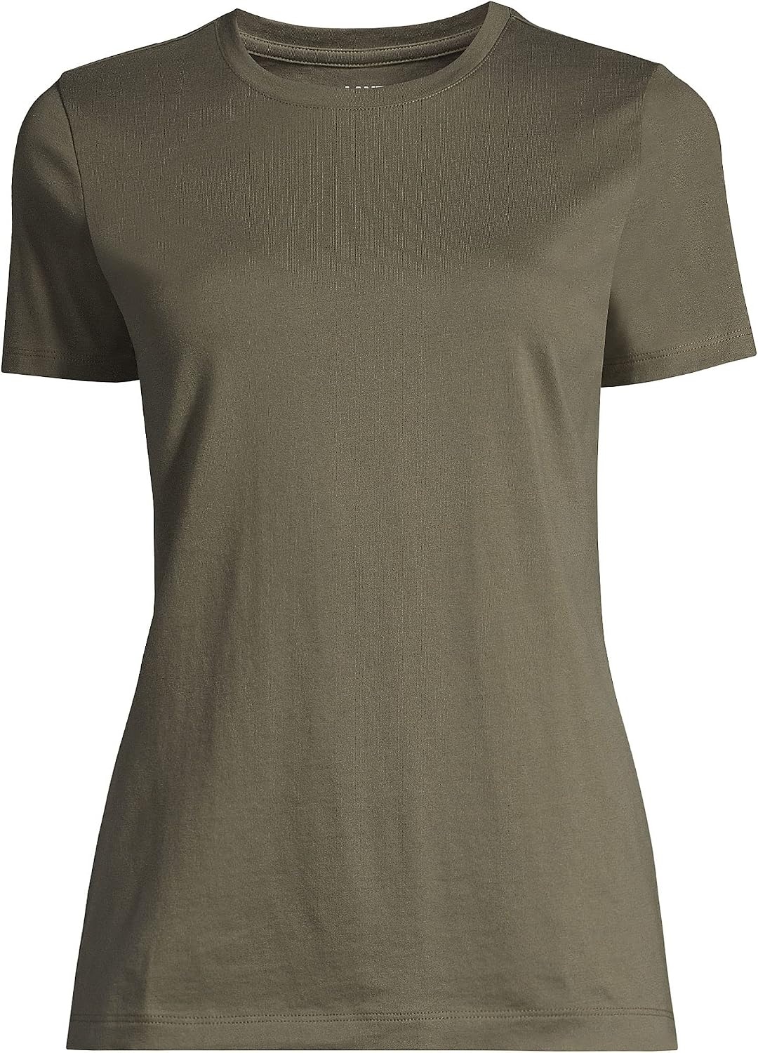 image:imageLands End Womens Supima Crew Neck TShirt  AmericanGrown Supima Cotton Relaxed Fit Tagless MidHip Length Layering Petite and Plus SizesForest Moss