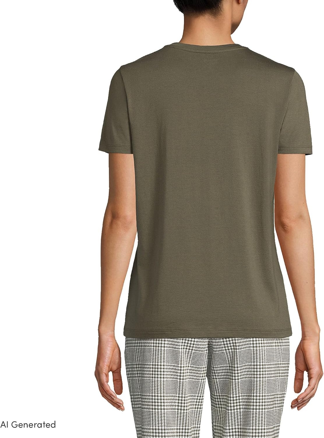 image:imageLands End Womens Supima Crew Neck TShirt  AmericanGrown Supima Cotton Relaxed Fit Tagless MidHip Length Layering Petite and Plus SizesForest Moss