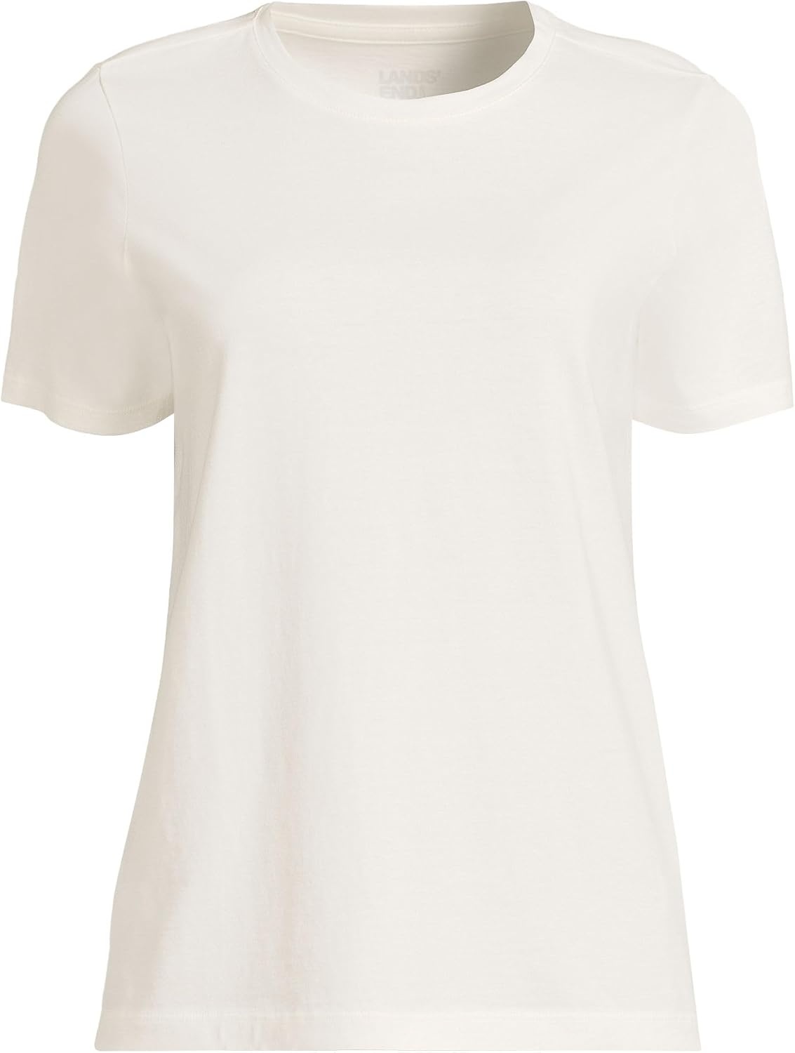 image:imageLands End Womens Supima Crew Neck TShirt  AmericanGrown Supima Cotton Relaxed Fit Tagless MidHip Length Layering Petite and Plus SizesIvory