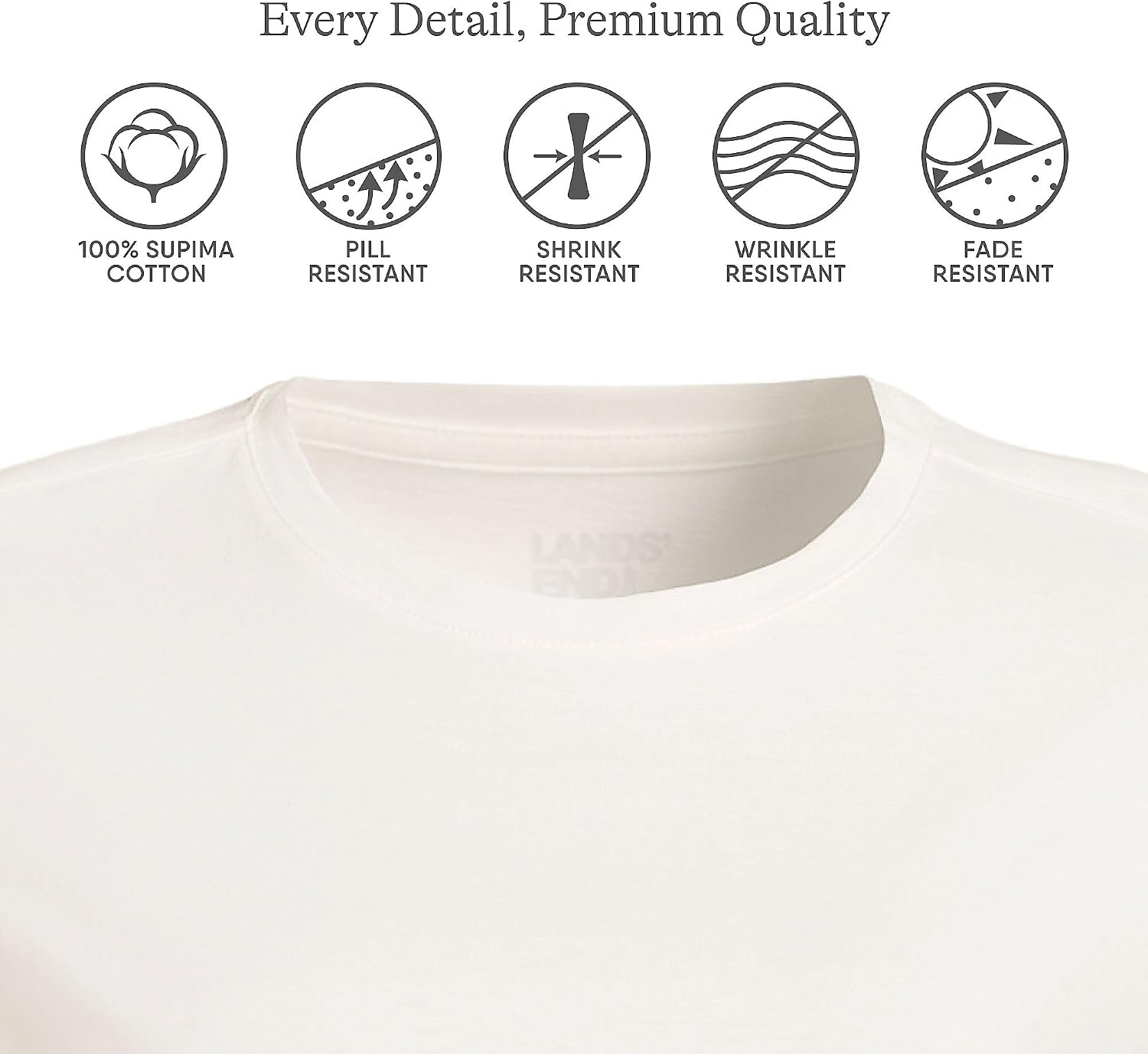 image:imageLands End Womens Supima Crew Neck TShirt  AmericanGrown Supima Cotton Relaxed Fit Tagless MidHip Length Layering Petite and Plus SizesIvory