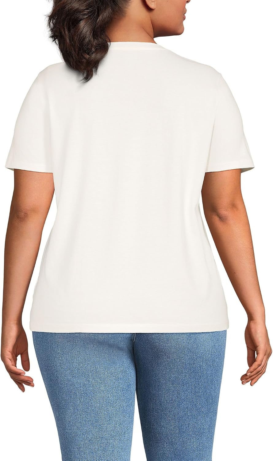 image:imageLands End Womens Supima Crew Neck TShirt  AmericanGrown Supima Cotton Relaxed Fit Tagless MidHip Length Layering Petite and Plus SizesIvory