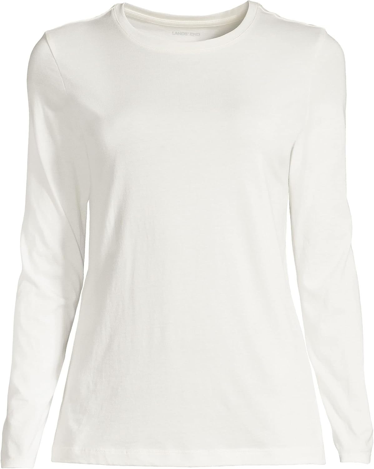 image:imageLands End Womens Supima Long Sleeve Crew Tee  AmericanGrown Supima Cotton Relaxed Fit Tagless MidHip Length Layering Petite and Plus SizesIvory