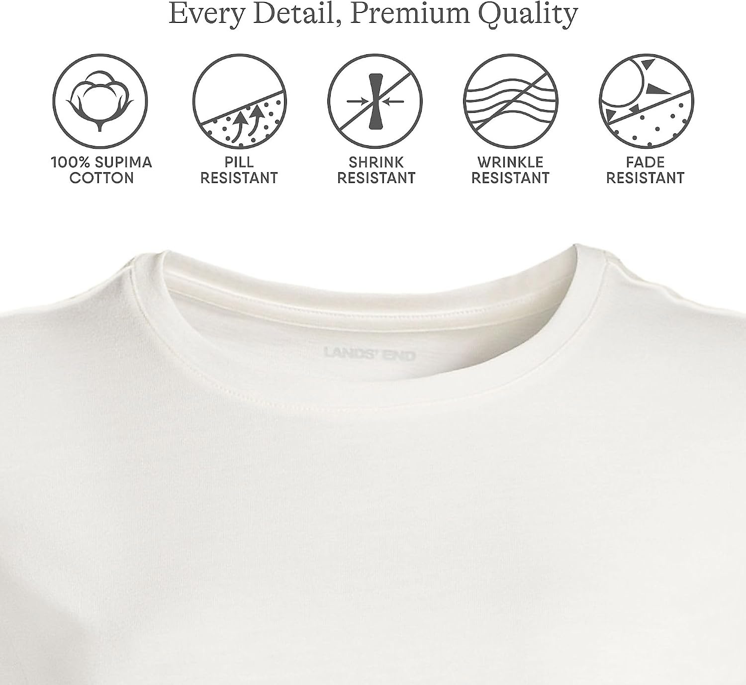 image:imageLands End Womens Supima Long Sleeve Crew Tee  AmericanGrown Supima Cotton Relaxed Fit Tagless MidHip Length Layering Petite and Plus SizesIvory