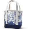 image:imageLands End Open Top Canvas Tote Bag  100 Cotton Canvas Five Pockets Key Strap WaterResistant Base Stands Upright Beach Bag Travel Tote Grocery ToteBlue Vintage Floral
