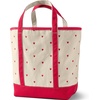 image:imageLands End Open Top Canvas Tote Bag  100 Cotton Canvas Five Pockets Key Strap WaterResistant Base Stands Upright Beach Bag Travel Tote Grocery ToteEmbroidered Hearts