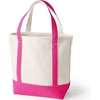 image:imageLands End Open Top Canvas Tote Bag  100 Cotton Canvas Five Pockets Key Strap WaterResistant Base Stands Upright Beach Bag Travel Tote Grocery ToteNaturalHot Pink