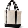 image:imageLands End Open Top Canvas Tote Bag  100 Cotton Canvas Five Pockets Key Strap WaterResistant Base Stands Upright Beach Bag Travel Tote Grocery ToteNaturalBlackEgret Stripe