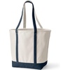 image:imageLands End Open Top Canvas Tote Bag Large Long Handle NaturalRadiant Navy  100 Cotton Canvas Five Pockets Key Strap WaterResistant Base Stands Upright Beach Bag Travel Tote Grocery Tote