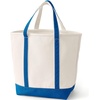 image:imageLands End Open Top Canvas Tote Bag Large Regular Handle NaturalBeacon Blue